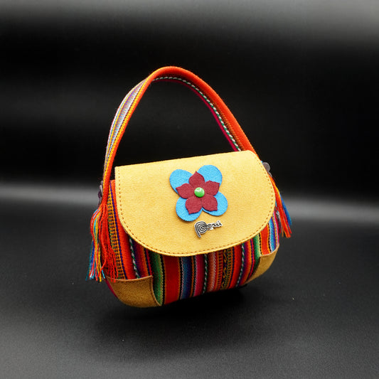 Yellow Andean Textile Handbag for Girls