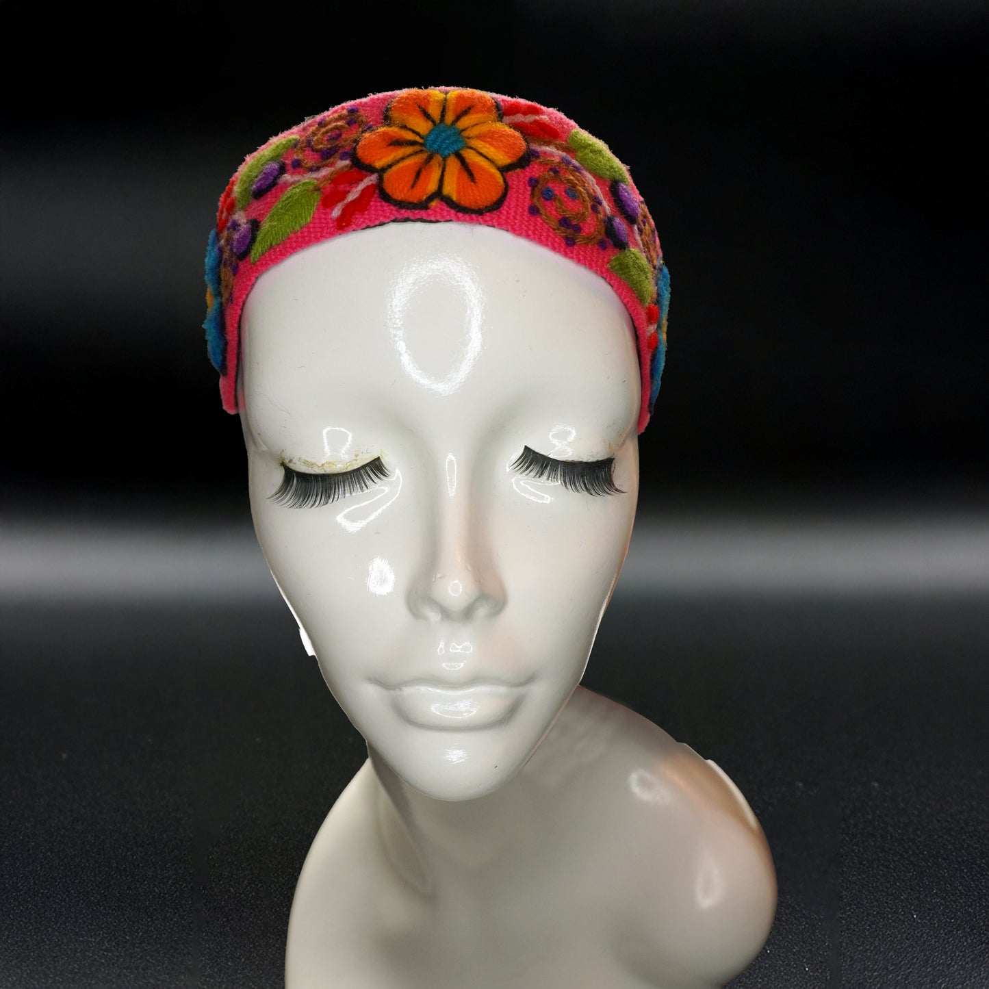 Handmade Andean Headband with Embroidered Flowers