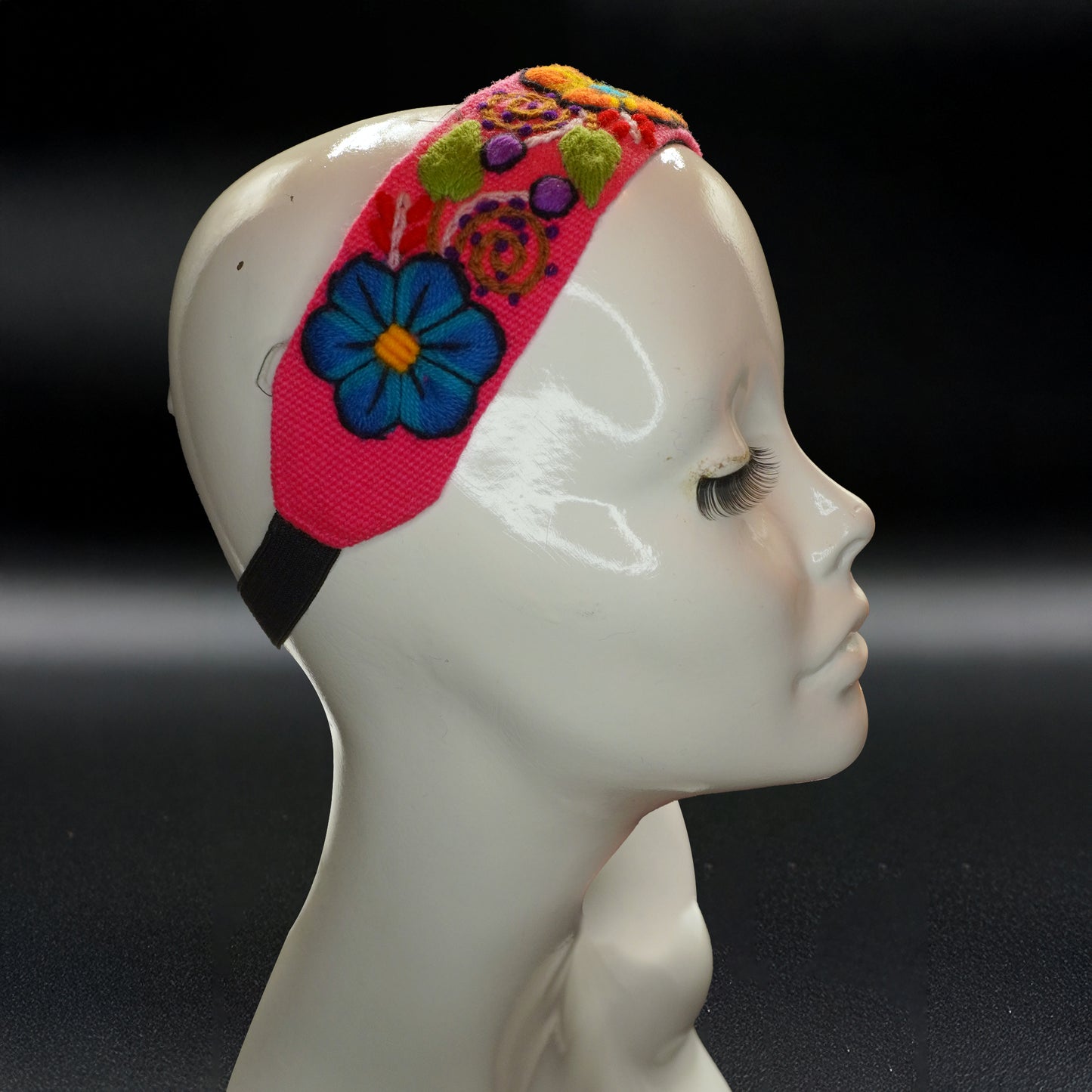 Handmade Andean Headband with Embroidered Flowers