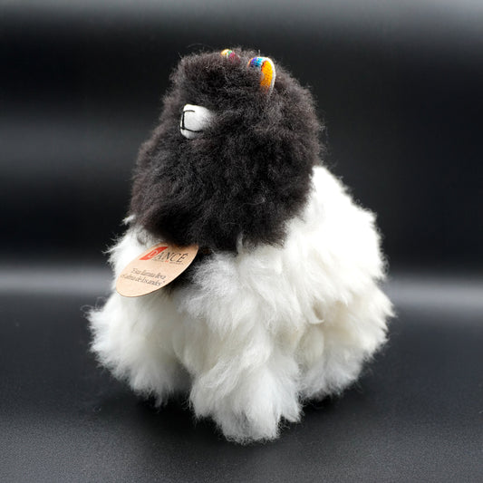 Black & White Peruvian Alpaca Llama – Handmade 100% Wool | Artisan Decor