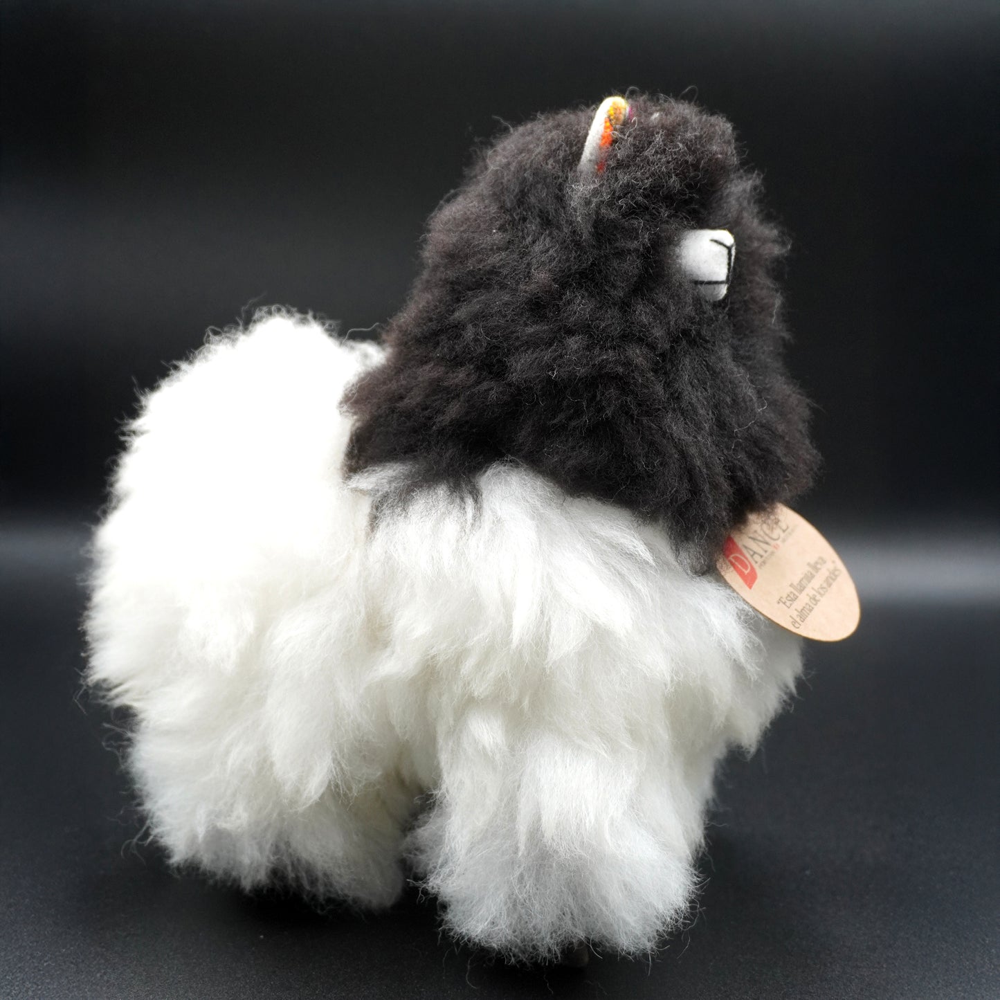 Llama de alpaca blanca y negra decorativa - pequeña