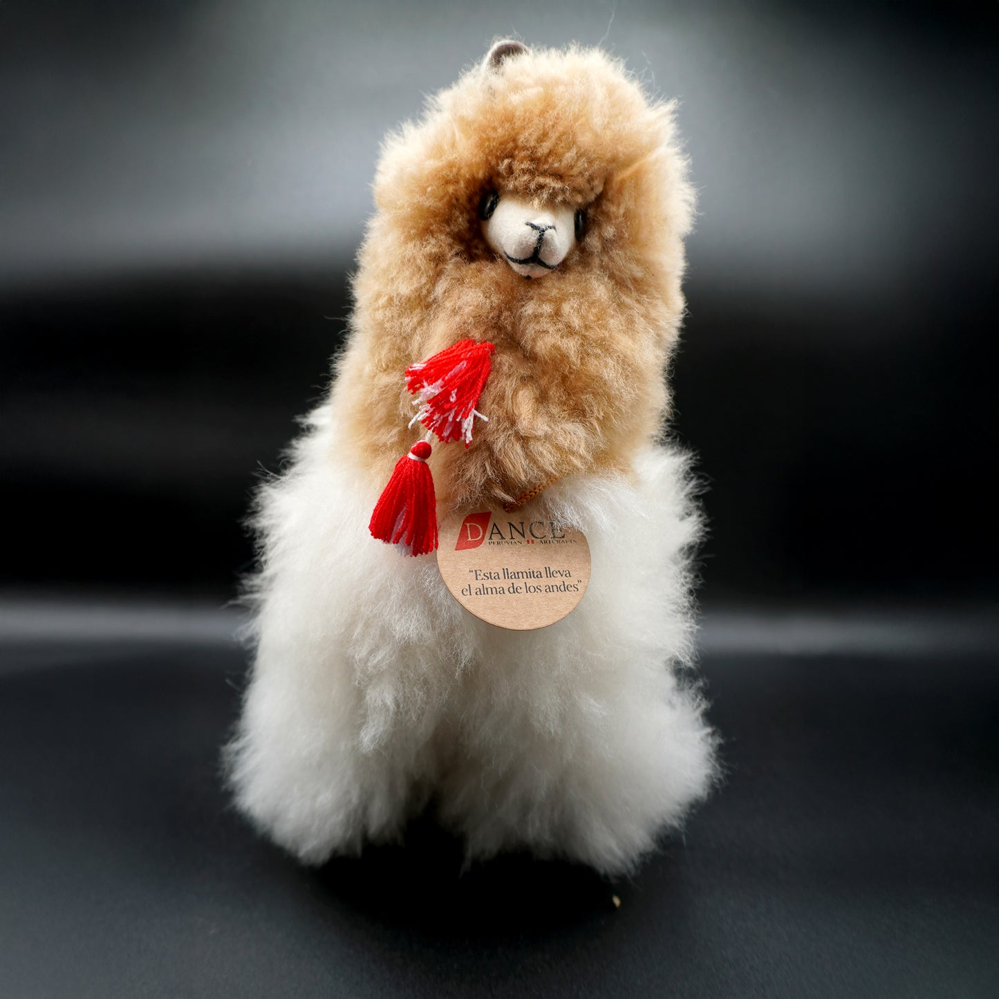 Llama de alpaca caramelo y blanco decorativa - grande